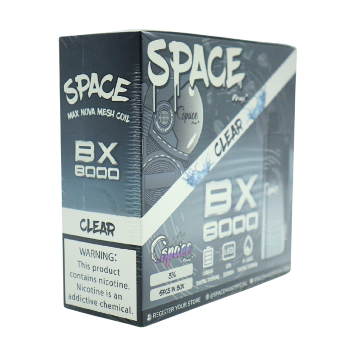 SPACE MAX NOVA 8000 PUFFS DISPOSABLE CLEAR 3% - BOX OF 5