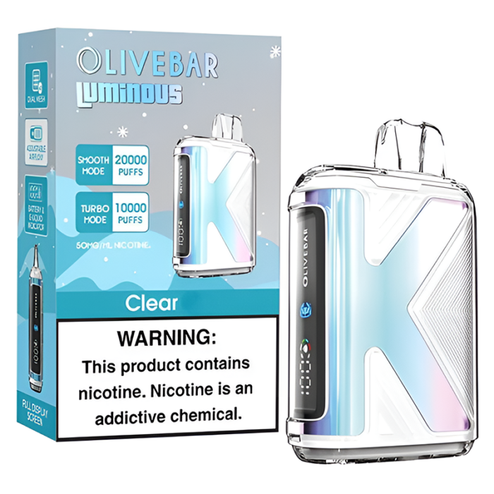 OLIVEBAR LUMINOUS 20000PUFF DISPOSABLE CLEAR 5% - PACK OF 5