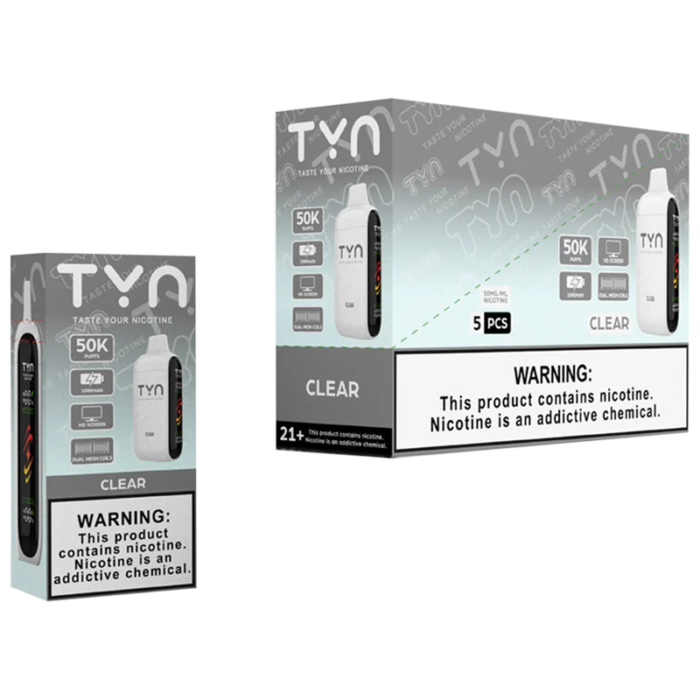 TYN 50000PUFF DISPOSABLE CLEAR 5% - PACK OF 5